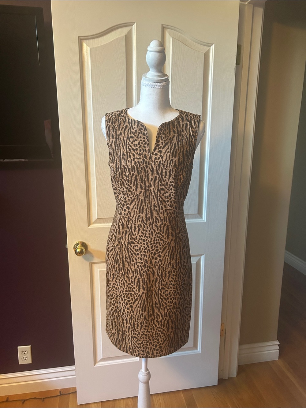 Robbie Bee Brown Animal-Print Sheath Dress